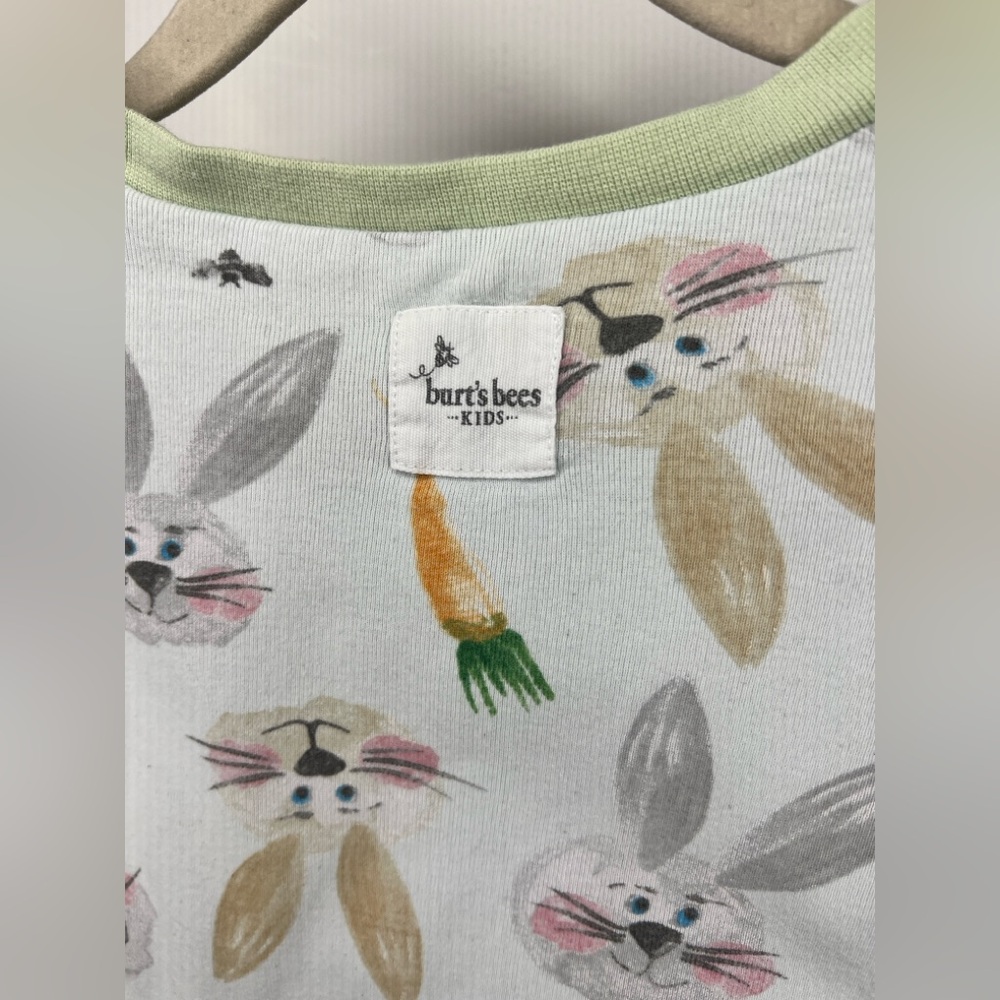 Burt's Bees, 5T, Bunny and Carrot Kids Pajama Set - White, Blue and Green - Picture 4 of 10